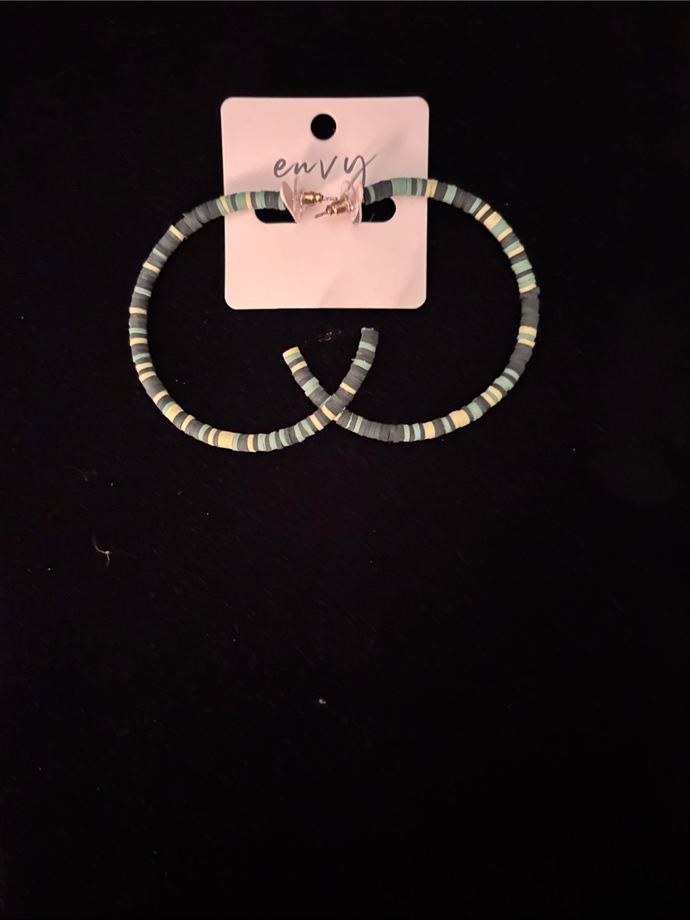 envy Mint Green and Light Blue Striped Hoop Earrings